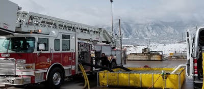 Fire truck undergoing pump testing